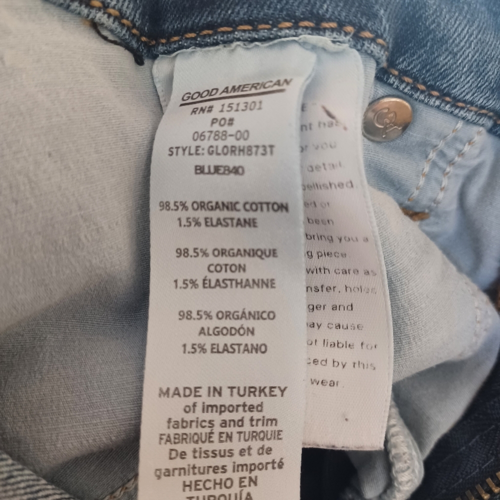 Good American 98%organic Cotton  High Waist Raw Hem  Skinny Jeans - Size 8 - Picture 4 of 8